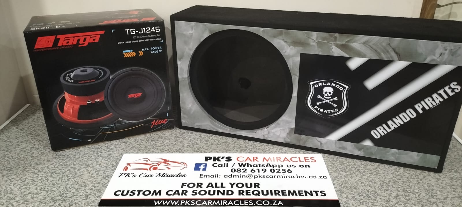 Combo Deal: Single 12" Orlando Pirates Enclosure and Targa Jive SVC Subwoofer